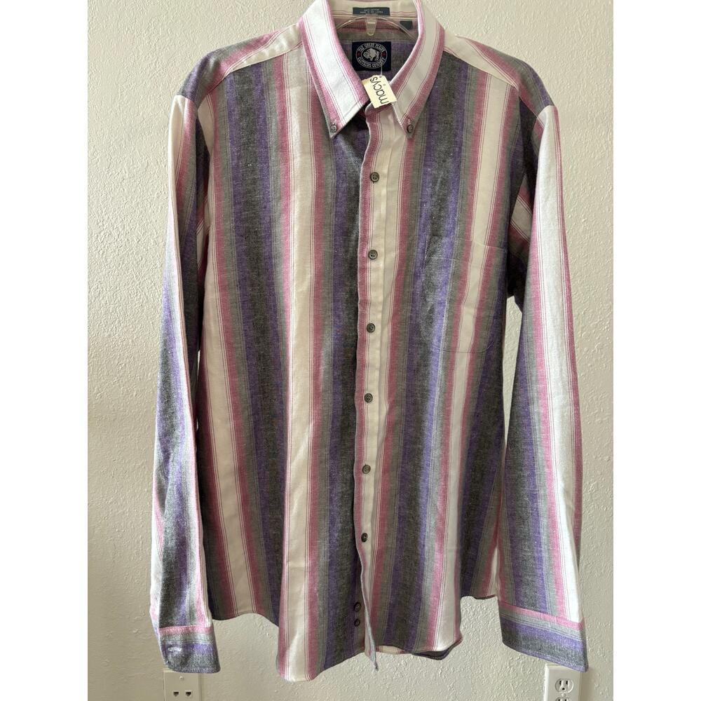 Vintage The Grait Plains Mens Button Down Shirt Soft Cotton long Sleeve Sz L New